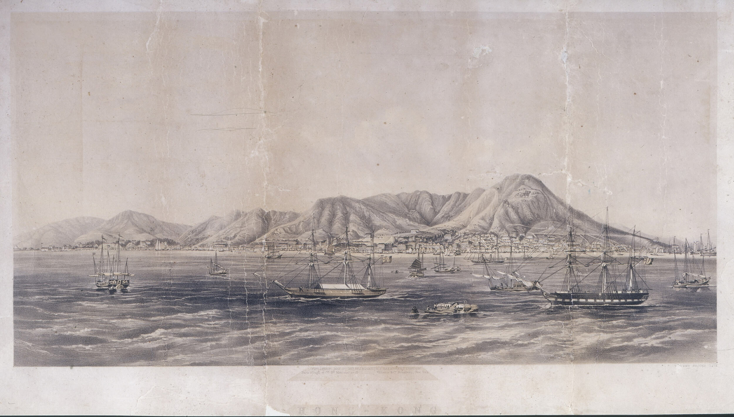 此石版画描绘维多利亚城，也是其中一幅「遮打藏品」。 951.25 CHA 2007  图片由香港艺术馆提供